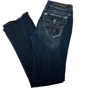 VTG y2k Women's Low Rise Rock Revival Celine Dark Wash Denim Bootcut Jeans Sz 30